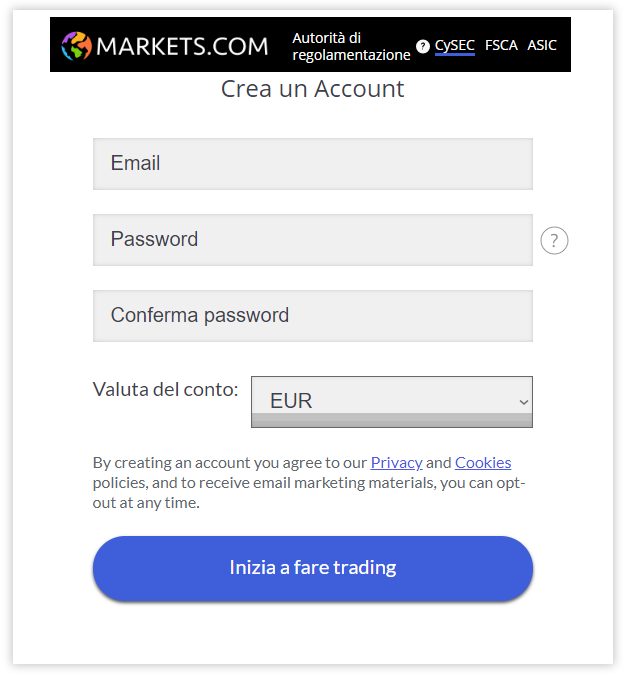Markets.com apertura conto