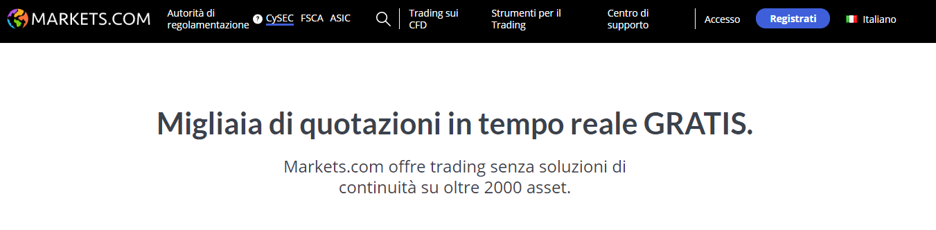 Markets.com quotazioni in tempo reale