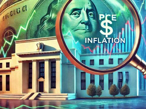 Un edificio che ricorda quello di una banca con una grande lente d'ingrandimento che inquadra una banconota e il simbolo del dollaro