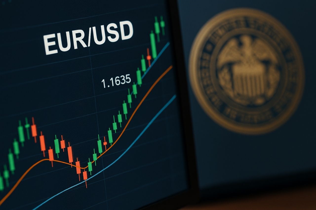 Un grafico a candele con la scritta EUR/USD